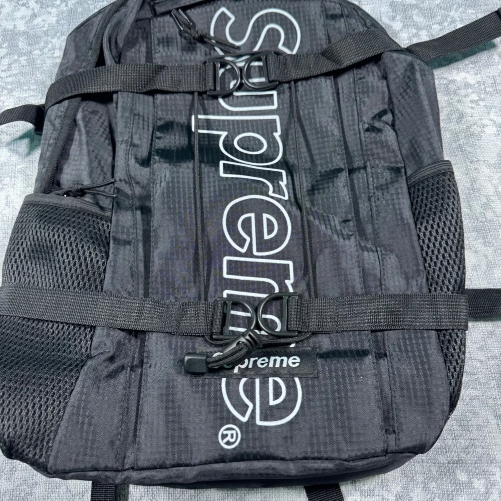Supreme Backpack Unisex OS Black Cordura Ripstop Logo Streetwear Gorpcore Bag